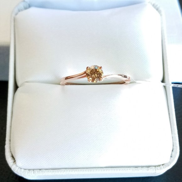 (SOLD) 14K Rose Gold Diamond Solitaire 0.3ct Ring Sz6.5 - Picture 4 of 10